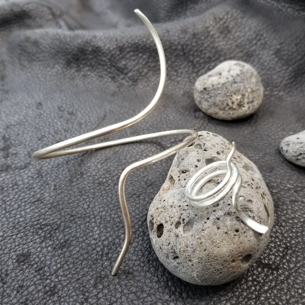 Silver bangle armlet and ring  set